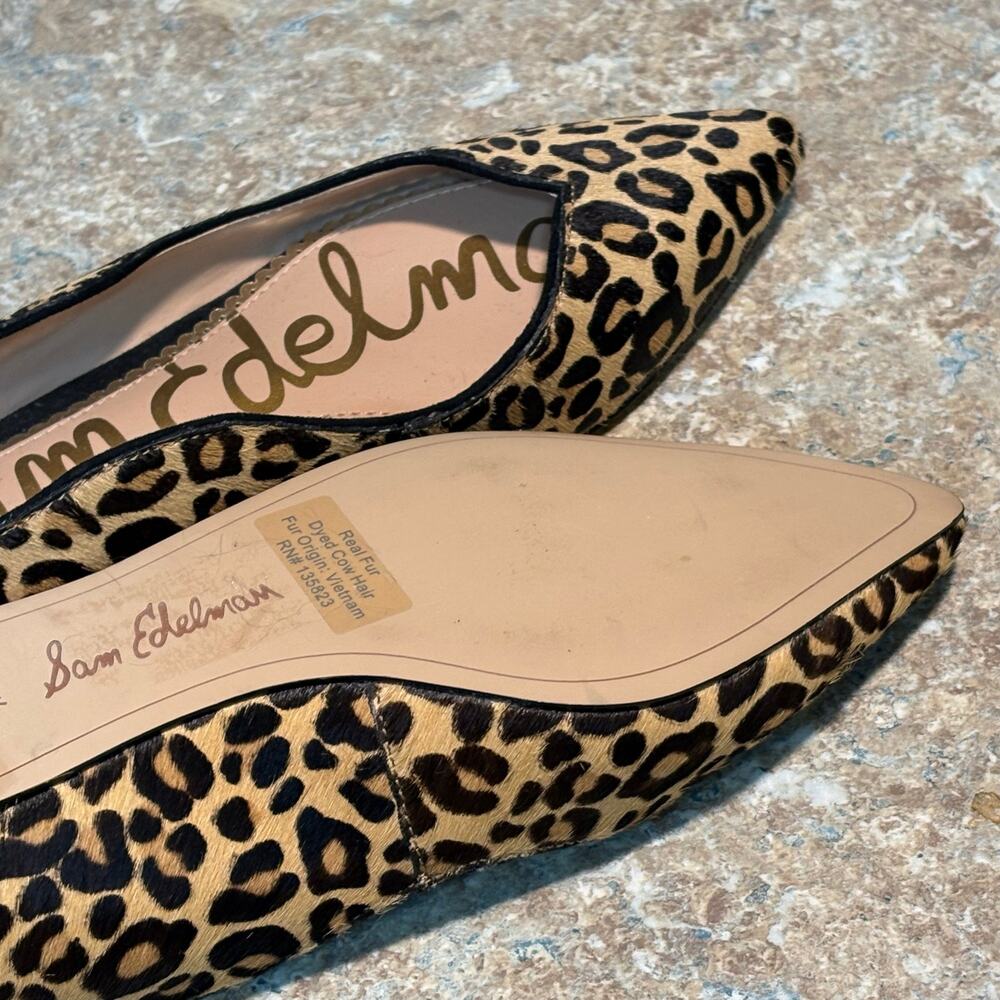 Sam Edelman Riza Leopard Print Pointed Toe Classic Preppy Ballet Flats Size 5.5 - Picture 11 of 12